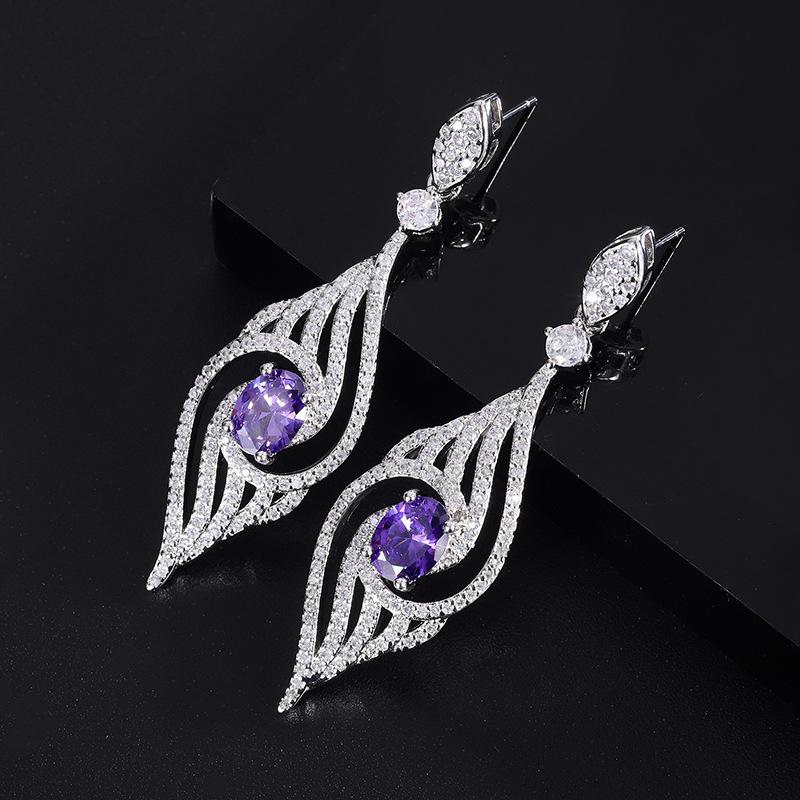 Цветные серьги-подделки, модные серьги с желтым бриллиантом и розовыми бриллиантами, модные женские серьги