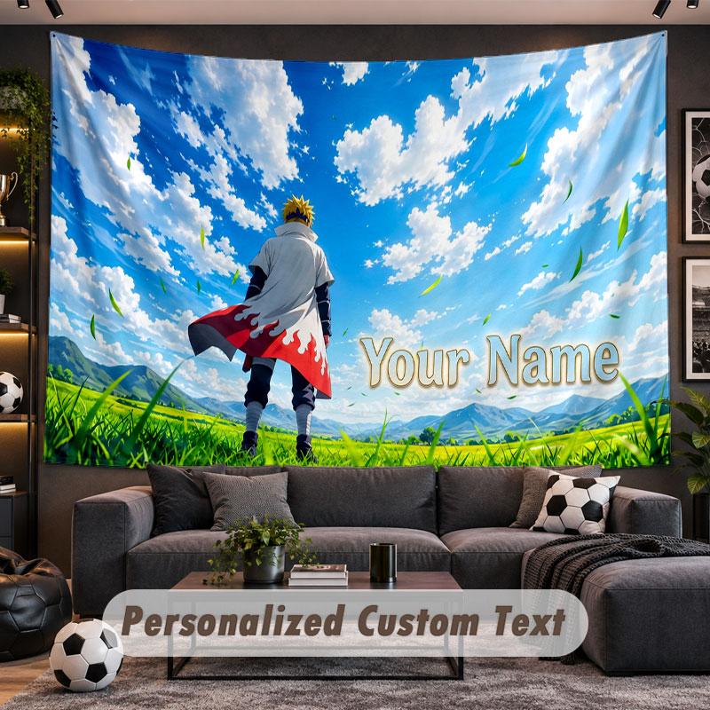 Wall Hanging Tapestry Custom NameNaruto Pattern Personalized Printed Fabric Wall Decor