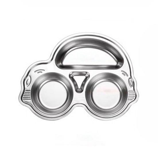 Обеденная тарелка из нержавеющей стали для детей, мультяшный дизайн, разделенный поднос, пищевой безопасный, прочный детский отсек, сервировочные блюда для закусок