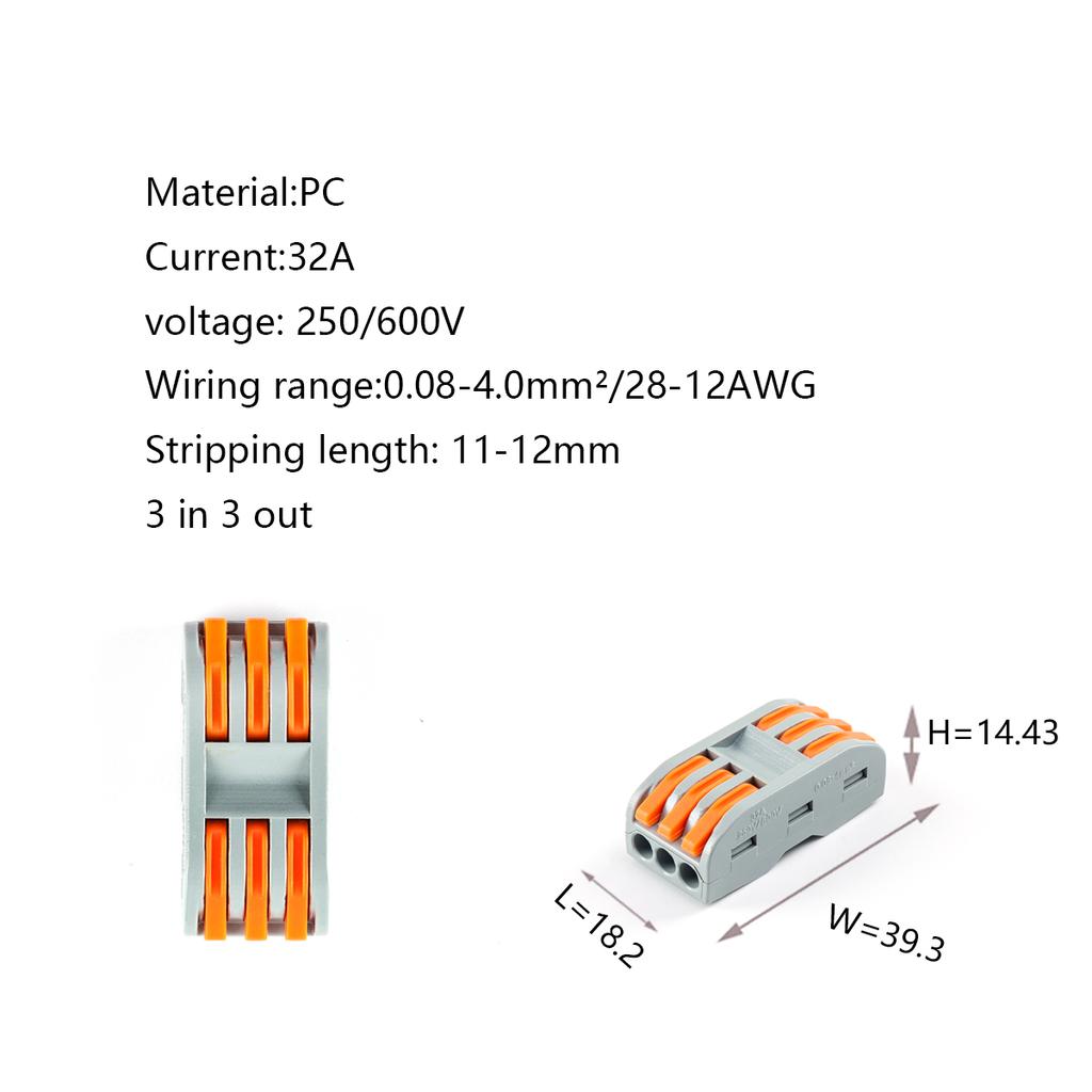 5X 10X Quick Wiring Connector Universal Compact Electric 0.08-4mm² Wire Connectors Conductor Splitter Terminal Blocks PCT-225