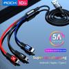 ROCK 5A Quick Charge 3 In 1 USB Cable for iPhone 12 Pro Max Fast Charge 8 Pin Micro USB Type C Cable for Samsung Huawei