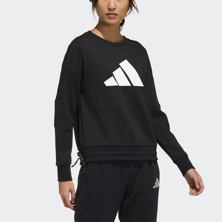 Adidas Толстовка с круглым вырезом и логотипом, женские топы, черный GP0718