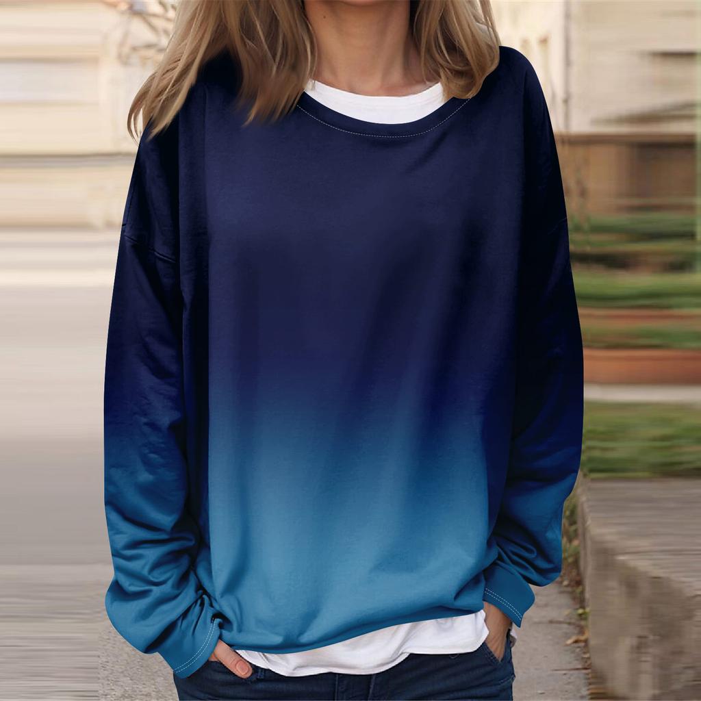 Женская повседневная модная винтажная печатная толстовка с длинным рукавом и круглым вырезом, многослойный пуловер