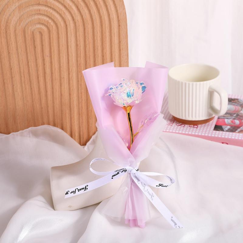 Креативный цветок из золотой фольги, маленький искусственный цветок, одиночный вечный цветок, подарок на День святого Валентина на день рождения подруги