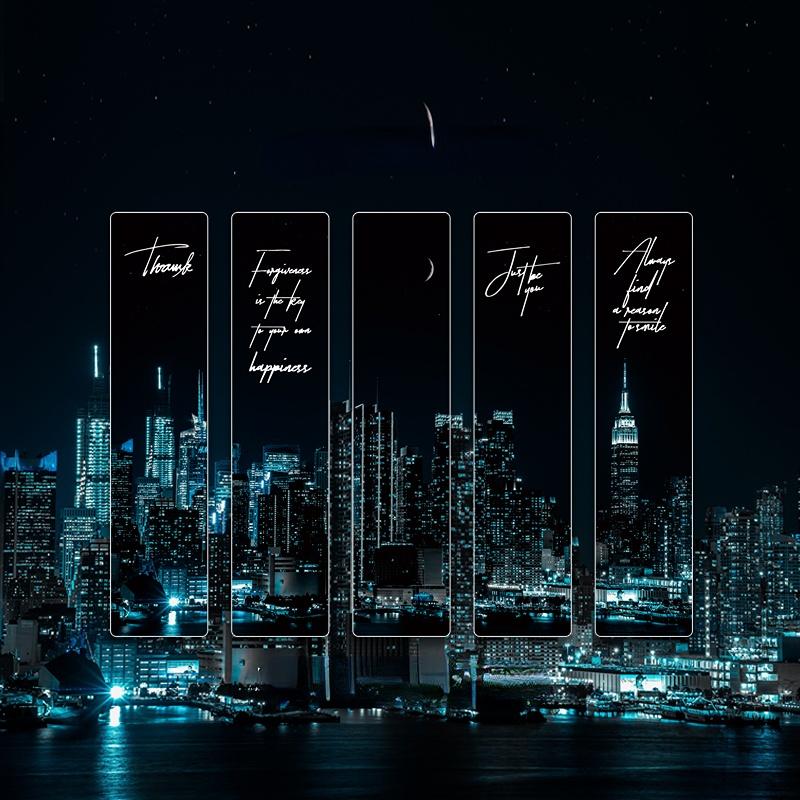 5 Pcs/pack Space Tour Series Bookmark PVC Reading Book Mark Dusk Moon Book Page Marker Stationery Supplies