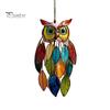 Owl Pendant Outdoor Hanging Decoration Realistic Looking Simple Installation Colorful Handmade Stained Owl Ornament