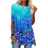 Women's T-Shirt Green Blue Red Short Sleeve T-Shirt Floral Gradient Print Top Autumn Summer Round Neck Casual Fashion Top
