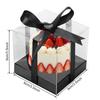 24/48Pcs Cupcake Gift Box Transparent Square Cake Box Container Party Pastry Dessert Baking Packaging Boxes With Ribbon