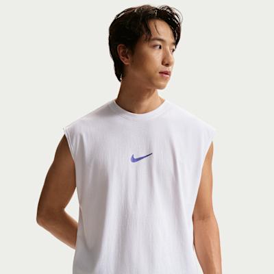 Мужские майки Nike Мужские Белый/Персидский фиолетовый С круглым вырезом Умеренный Другое