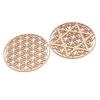 1Pc Creative Chakra Pattern Coaster Wood Flower Of Life Natural Symbol Round