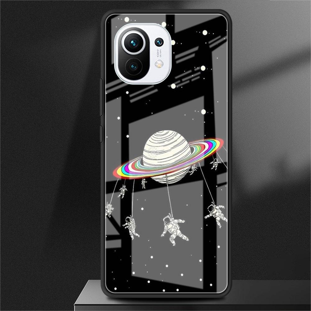 Стеклянный чехол для Xiaomi Poco X3 NFC 11 Lite 11T F3 M3 для Redmi Note 11 10 9 8 Pro 10S 9S 9S 9A 9C, чехол для телефона космонавт, космический корабль