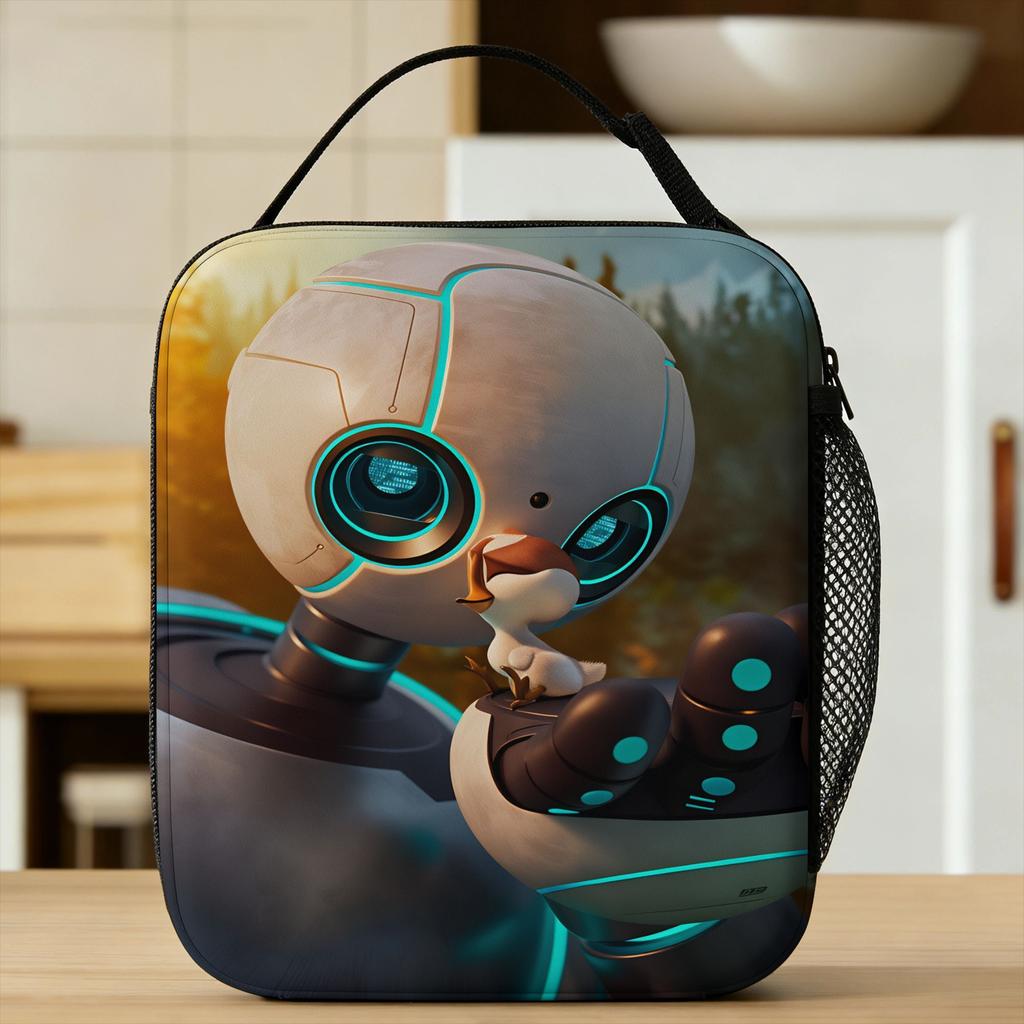 The Wild Robot Lunch Bag Cute Lunch Box For Girls Travel Convenient Cooler Bag Oxford Graphic Thermal Tote Handbags