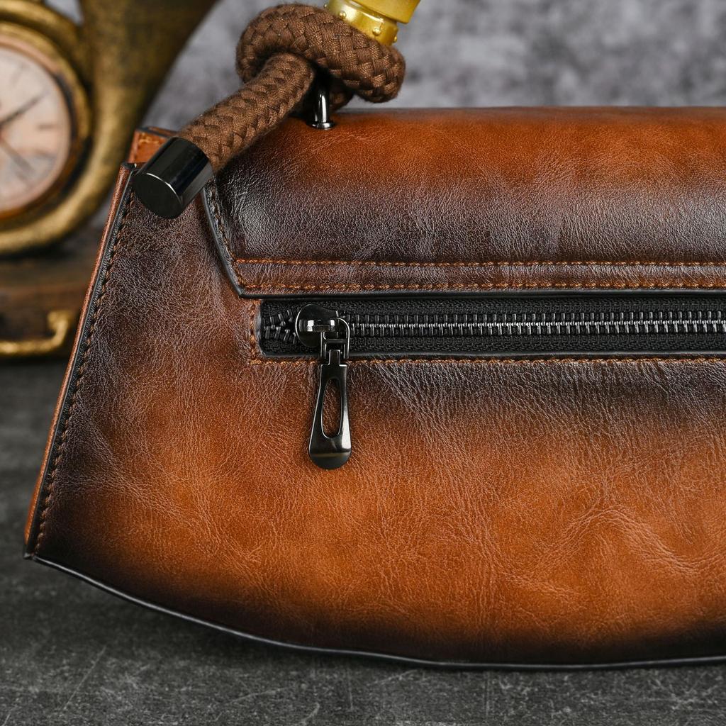 Vintage Embossed Leather Handbags for Women Designer Crossbody Shoulder Bag with Top Handle Chinese Style Handmade Purse 2025