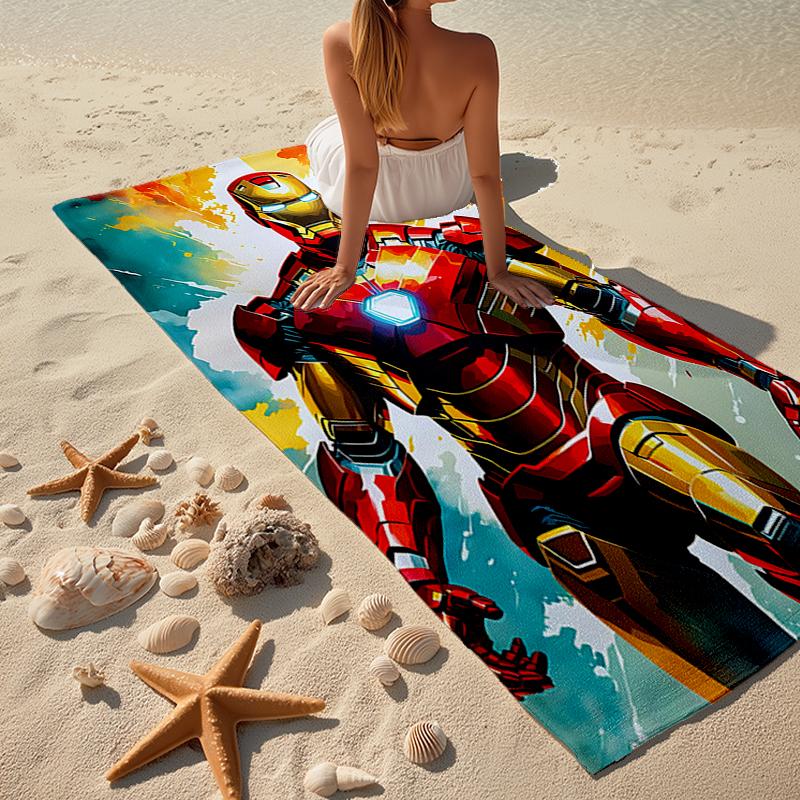 Ultra-Soft Beach Towel with Iron-Man Theme,Ideal for Pool - Camping, Diving - Perfect Travel Essential, Vibrant Beach Towel.
