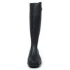 Akiriko Women's Jockey Style Long Rain Boots with Knitted Lining, Black, Size M