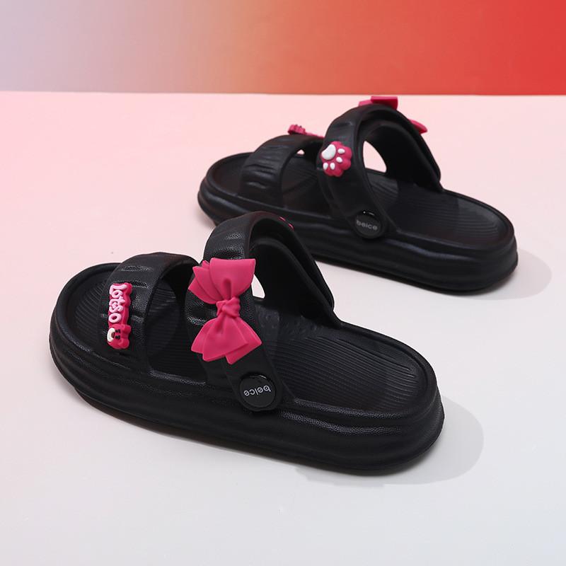 Stylish Eva Summer Sandals For Girls Featuring Breathable Soft Sole Design In Black Pink And Green