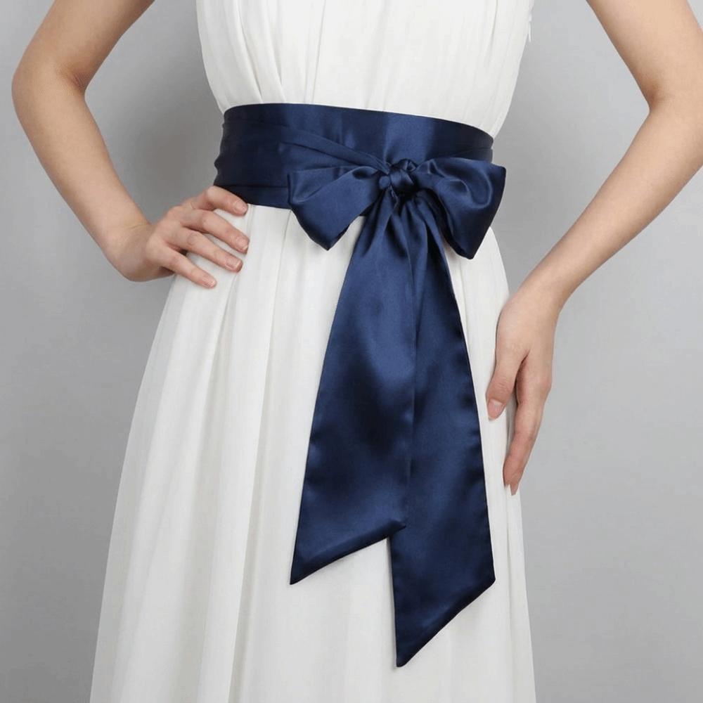 Ethnic Style Satin Ribbon Belt Adjustable Wide Waistband Lace Up Waistband Dress
