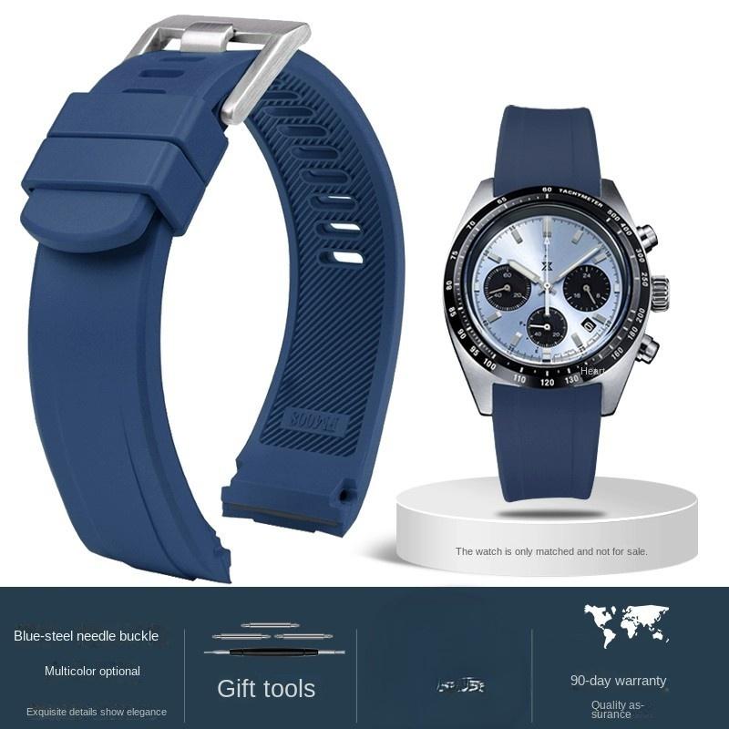Для Seiko PROSPEX SSC813P1 SSC909P1 панда резиновый изогнутый конец Черный Синий Оранжевый ремешок для часов Силиконовый водостойкий мягкий мужской ремешок