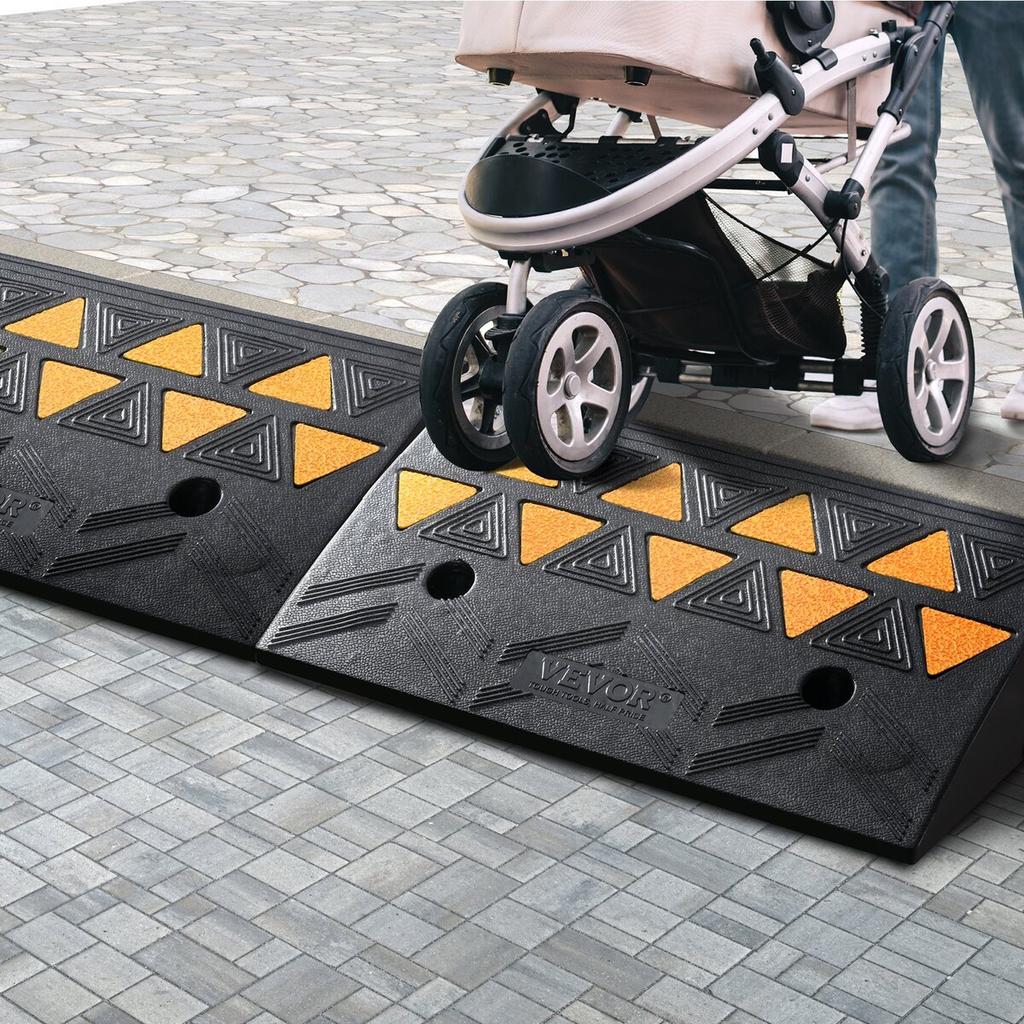Rubber Curb Ramp Driveway Ramp for Curb 2 Pack 4.3" Rise 33069 lbs Load