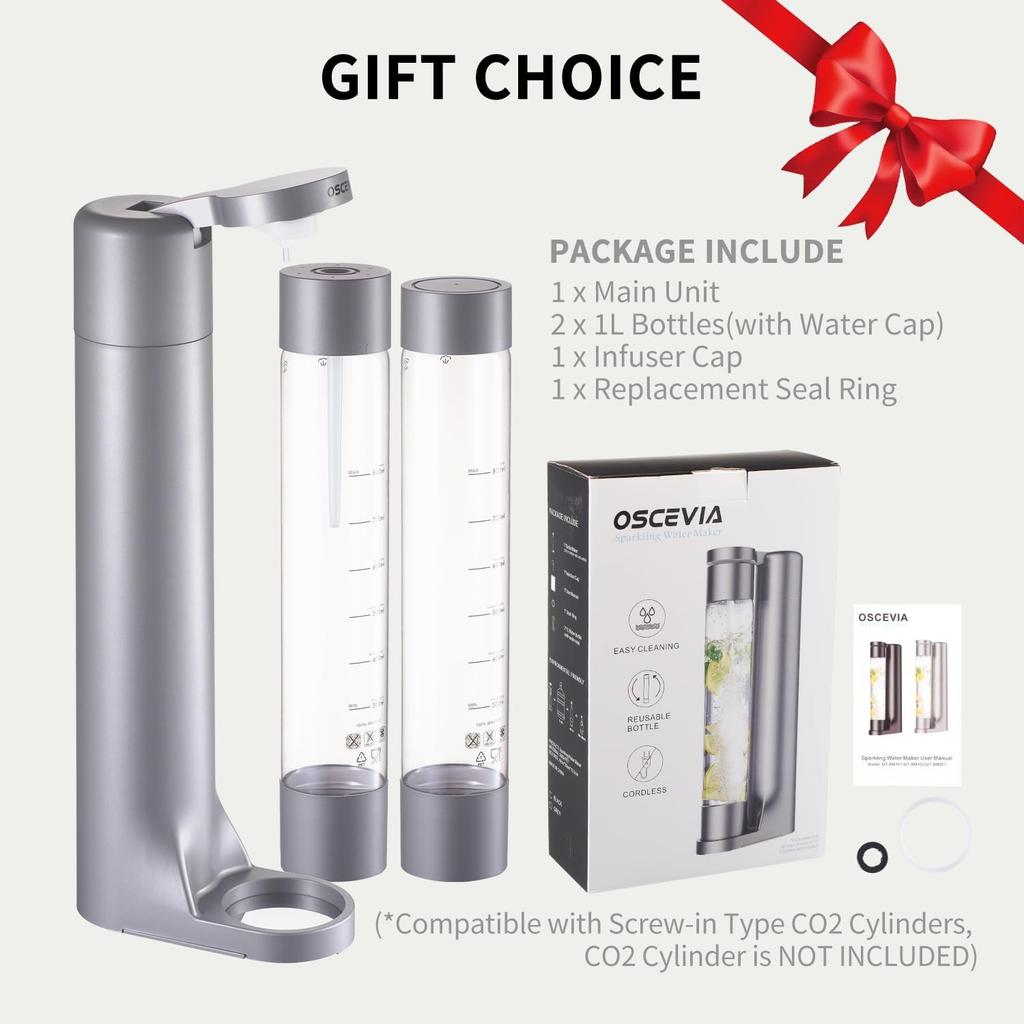 Машина для газирования воды, Сифон и карбонатор для напитков, Диспенсер для газирования содовой, Машина-карбонатор с 2 бутылками без BPA, Совместим с