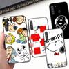 SM17 Snoopy Black Sofe Case for iPhone 16 15 Plus 14 13 Pro 8 SE XR XS Max P30 Nova 5T Y5P Y6 Y7 Y8P Y9 Realme C30 C33 C31 VIVO Y36 V27