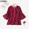 Women Summer 3/4 Sleeve Floral Print Casual Loose Blouse
