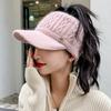 Autumn And Winter Hollow Top Hat All-Match Knitted Wool Hat Plus Velvet Thick Warm Ear Protection Hat For Women