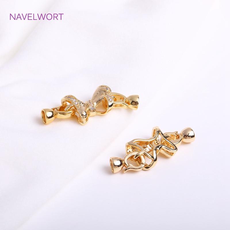 Trendy 18K Gold Plated Bowknot Pearl Clasp Connector For Bracelet Necklace Making Accessories DIY Jewellery Making Supplies