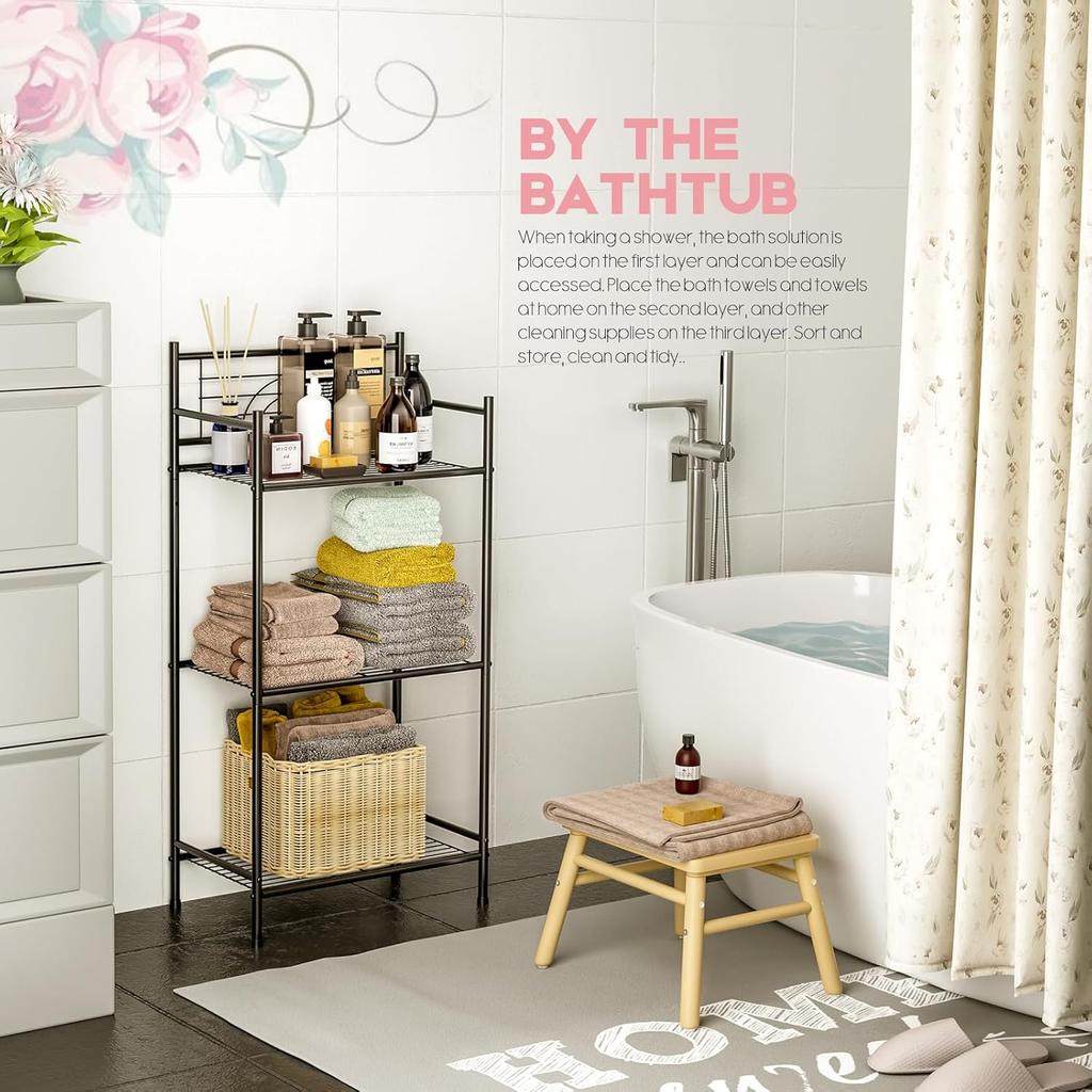 LEEDA 3-ярусные отдельно стоящие многоцелевые стеллажи для хранения, сверхпрочный металлический стеллаж, для демонстрации растений, цветов, принадлежностей для ванной, для кухни, ванной комнаты