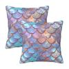 Mermaid Fish Scale 2 Pcs Square Pillowcase Pillow Cover Cushion Decor Comfort Throw Pillow For Home Sofa