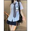 Women's Japanese JK Uniform Style Striped Short Sleeve Blouse - Versatile & Chic Summer Top