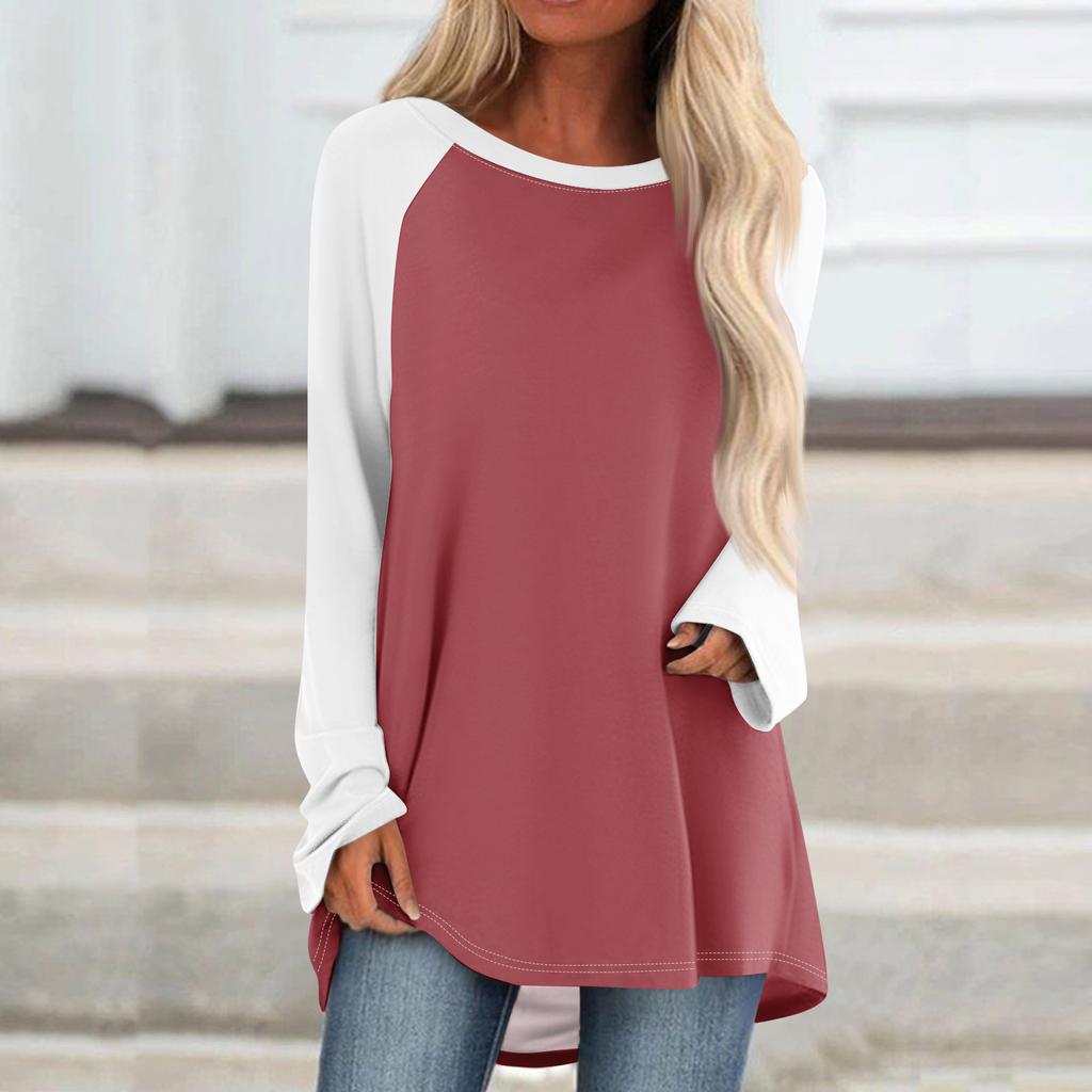 Женский модный свободный пуловер средней длины с круглым вырезом и принтом, рукава реглан, повседневный топ с длинными рукавами