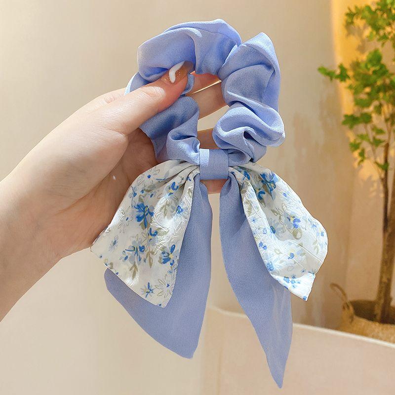 Broken Flower Bowknot Large Intestine Hair Ring Female Tie Hair Headstring Hair Band Small Scarf Ribbon Headwear