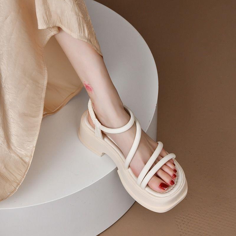 2025 new summer Internet celebrity super fire Roman sandals female outerwear fairy style student platform versatile skirt