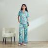 Новый французский женский комплект пижамы Ice Silk Printed со средним рукавом, с эксклюзивным дизайном, домашний костюм с лацканами Ins Style, пижама