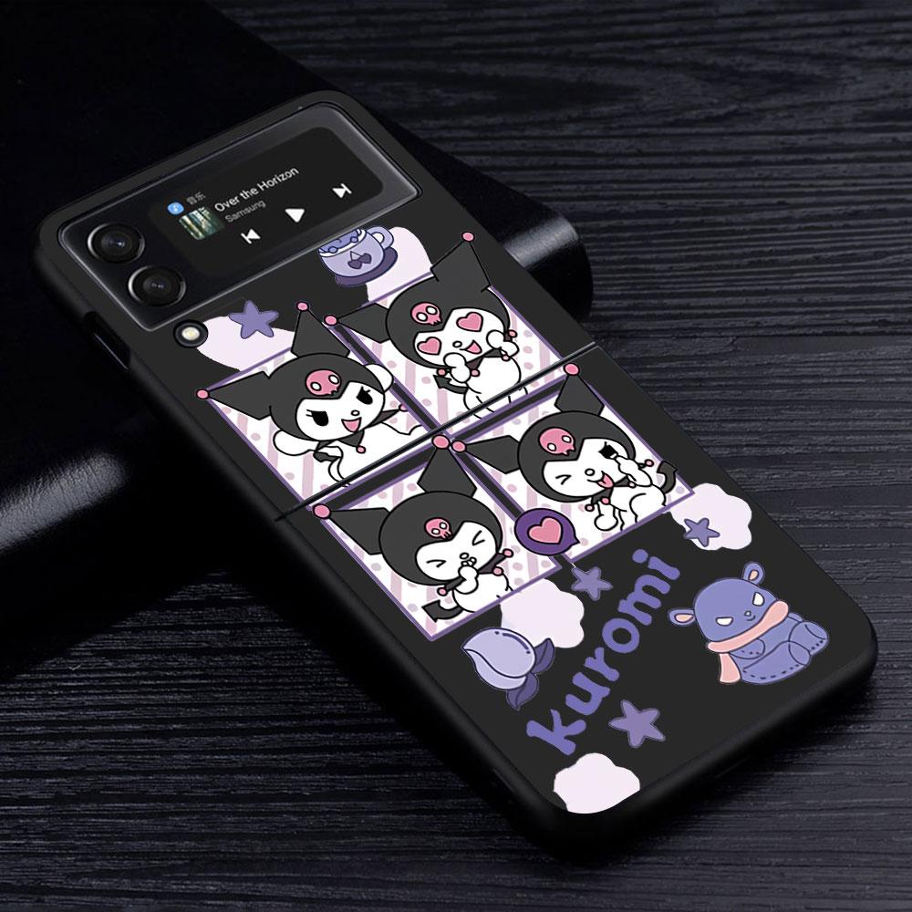 Чехол Cinnamoroll My Melody для Samsung Galaxy Z Flip4 Flip3 5G Жесткий ПК Чехол для Мобильного Телефона Z Flip 4 3 Черный Coque Zflip4 Чехол