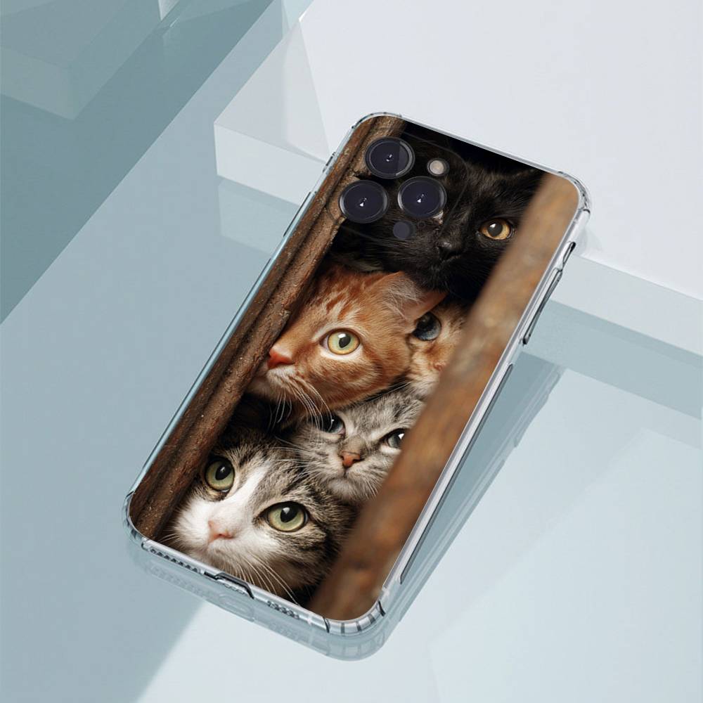 Забавный Милый Чехол для Телефона с Кошкой для iPhone11,12,13,14,15,16,17,Plus,Pro,Max,Plus,Прозрачный Чехол