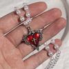 Y2k Gothic style zircon couple cross love pendant necklace, suitable for Christmas and Valentine's Day gifts for lovers and frie