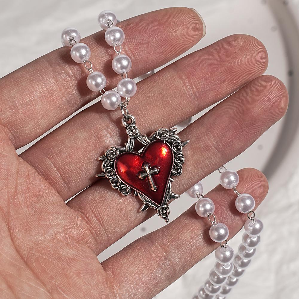 Y2k Gothic style zircon couple cross love pendant necklace, suitable for Christmas and Valentine's Day gifts for lovers and frie