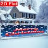 Merry Christmas Fence Banner, Pattern Polyester Outdoor Lawn Wall Holiday Celebration Party Supplies