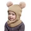 Pompom Baby Winter Hat Scarf One-piece Kids Knitted Beanie Warm Ears Neck Children Bonnet Infant Cap for Girls Boys 1-5Y