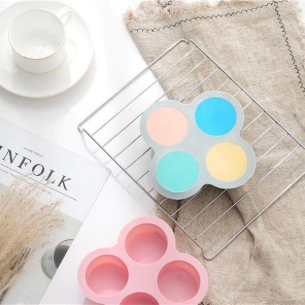 4 Cavity Silicone Mold Non-Stick Round Shape Eggs Mold New Steamer Cooking Mold Egg Pan