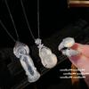 Личи Мороженый Белый Халцедон, Ожерелье-Гемма Тыква, Дух Воды, Позолота 18 карат, Высокий Ледяной Халцедон Гепард, Кольцо