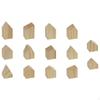 14 Pieces Unfinished Wooden House Ornaments Creative Gift Decorative Crafts Wood Blocks for