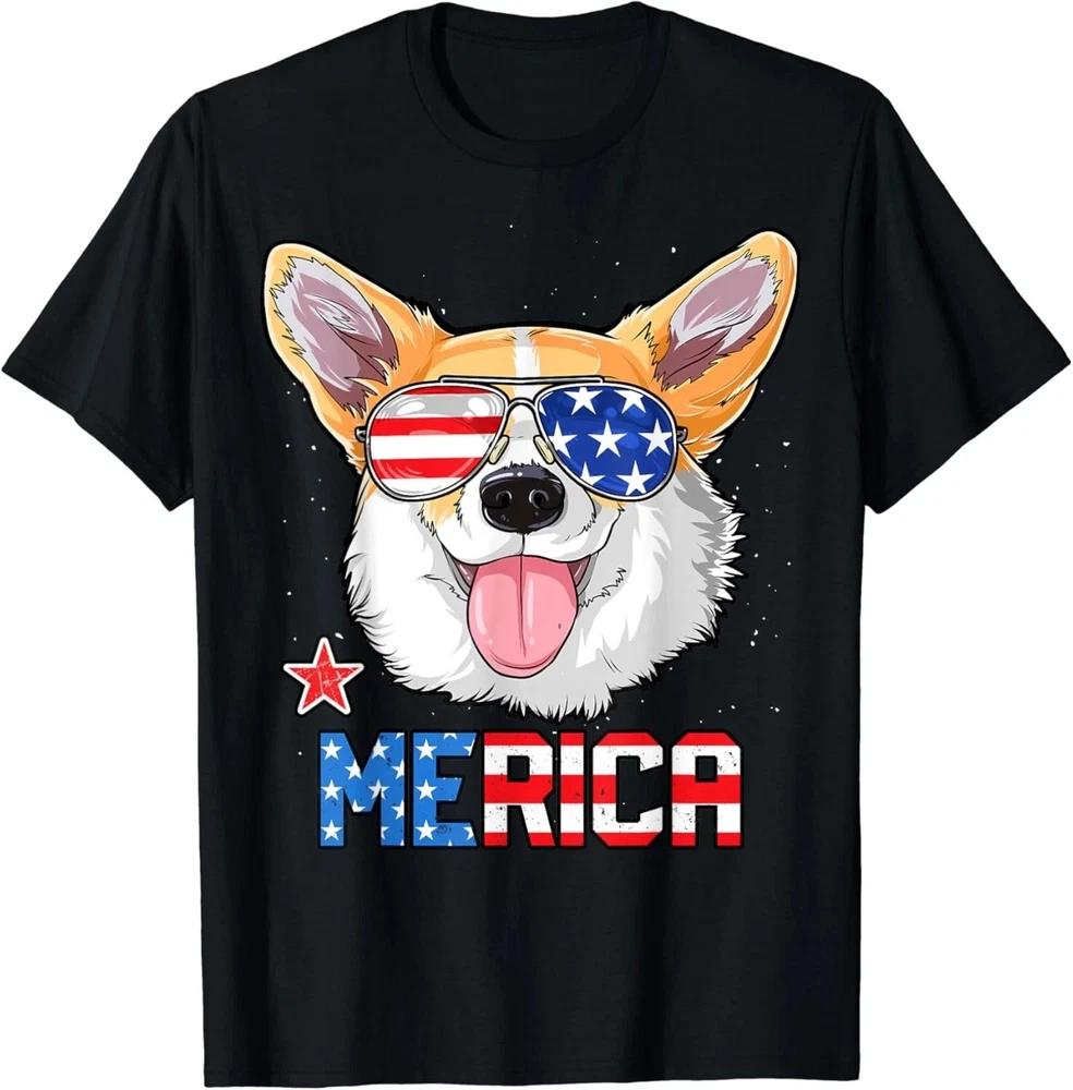 Corgi Merica 4th Of July T Shirt Boys Girls Dog Puppy Gift Unisex Tshirt