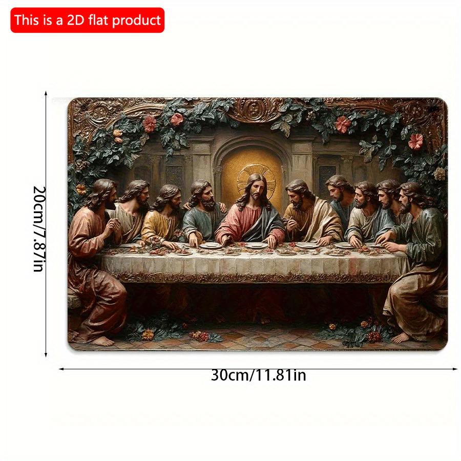 Mfoever d Flat cm Decorative Wooden Plaque The Last Supper In Ornate Setting Wooden Material Perfect for Home Kitchen Garden Bedroom Bar