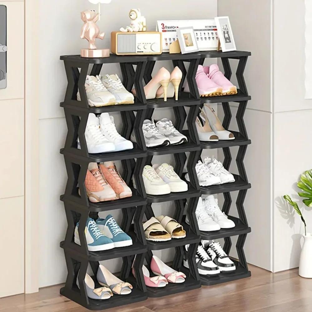 Folding Shoe Rack Portable Easy Assembly Doorway Corridor Narrow Style Shoe Cabinet Small Footprint Dormitory Organize Racks