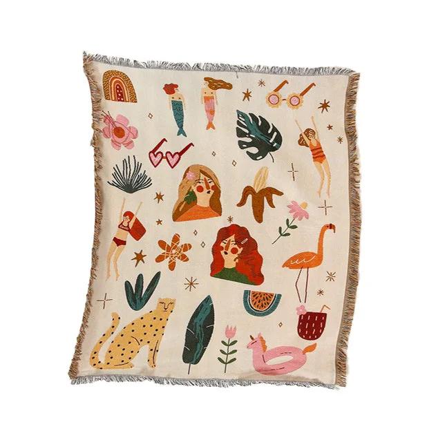 130x180cm Vintage Home DecorSoft Tassel Knitted Blankets Throw Blanket Sofa Towel Sofa Cover Outdoor Picnic Blanket Camping