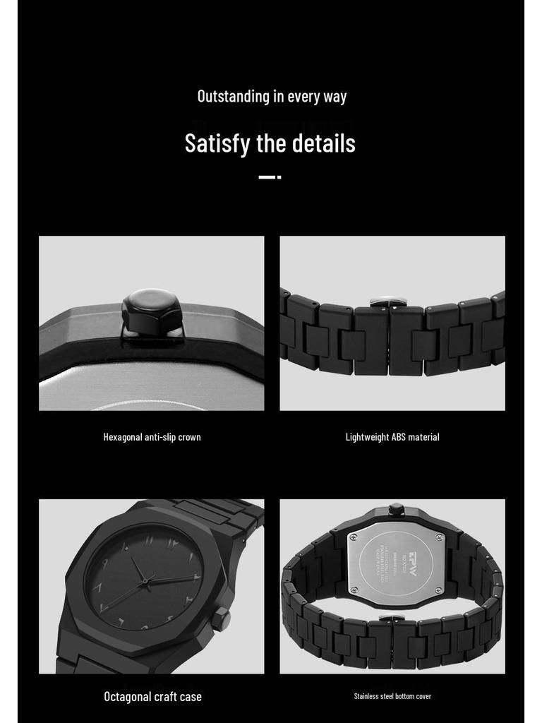 Мужские кварцевые часы с черным матовым циферблатом и арабскими цифрами