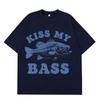 Ретро Футболка для Рыбалки Kiss My Bass Смешной Мем Футболка Унисекс Женская Модная Одежда Футболка Летняя Хлопковая Повседневная Харадзюку Футболки